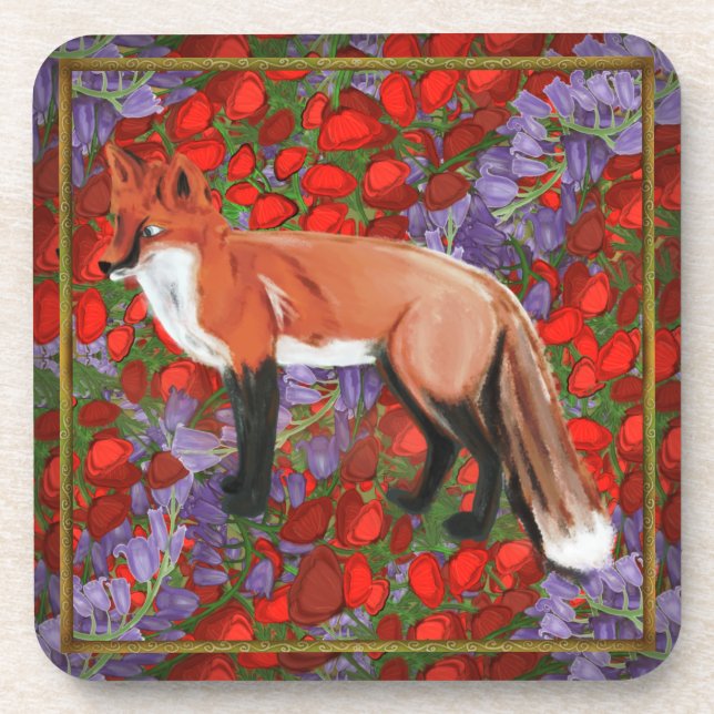 Posavasos Zorro inspirado en William Morris (Frente)