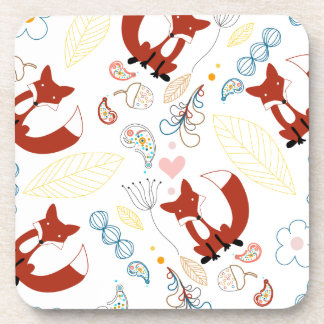 Posavasos Zorros con Corazones Adorables Dibujados a Mano en