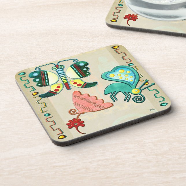 Posavasos Zuni Butterfly 2 Folk Art (Lado Izquierdo)