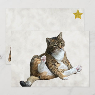 Pose de gato tonto - Tarjeta de saludo plana de An