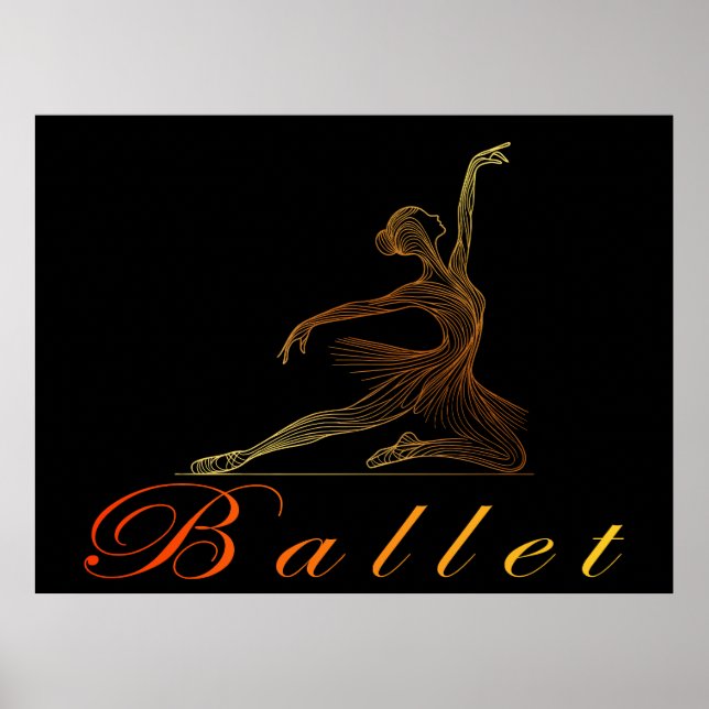 Pose Grácil de una Bailarina de Arte de Línea dora (Frente)