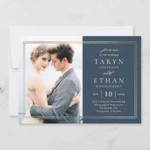 Posh Border Photo Wedding Invitación PBD