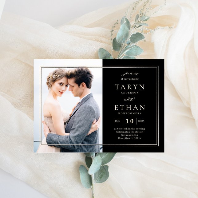 Posh Border Photo Wedding Invitación PBD (Subido por el creador)