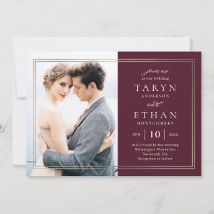 Posh Border Photo Wedding Invitación PBD