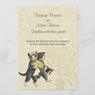 Posh Cats Boda de marfil ver2 Invitación