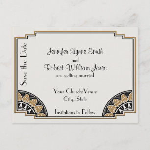 Posh de oro Art Deco Guardar postal de fecha