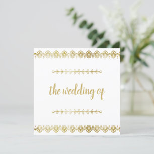 Posh Gold Border Wedding Invitación