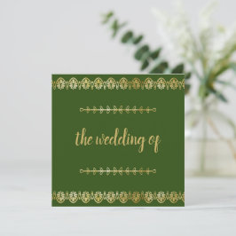 Posh Gold Border Wedding Invitación
