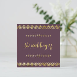 Posh Gold Border Wedding Invitación