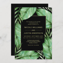 Posh Tropical Vibe Wedding Invitación