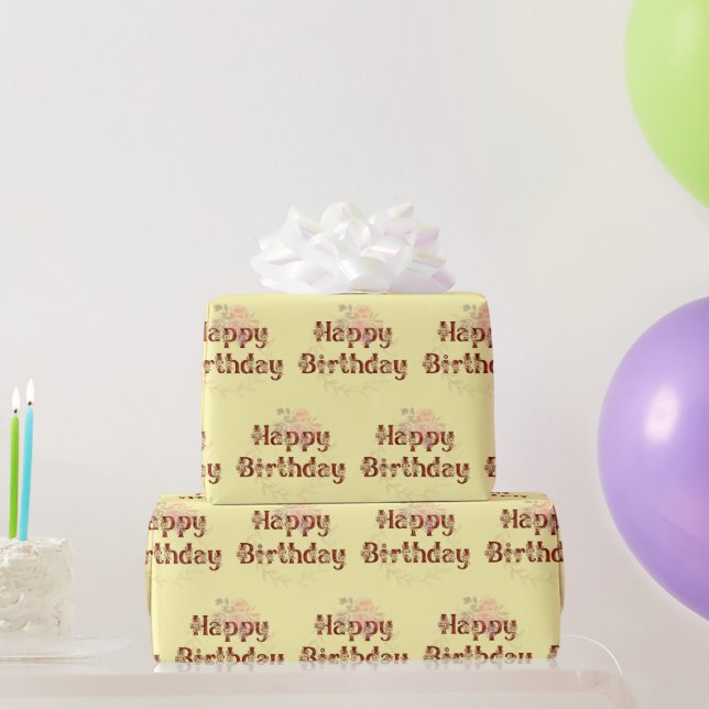 Posición de cumpleaños sobre papel de envolvimient (Regalos de fiesta)