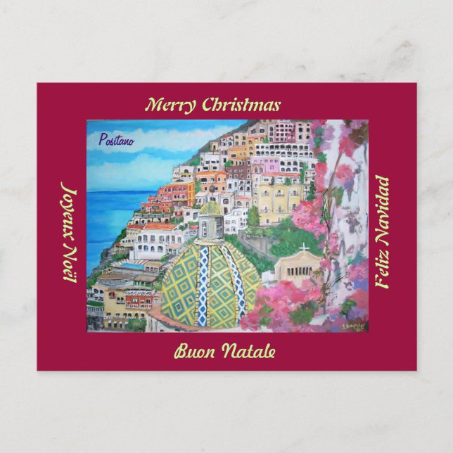 Positano, postal del navidad de Italia (Anverso)