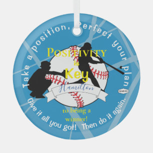 Positividad Béisbol Ornamento Azul HAMbyWG