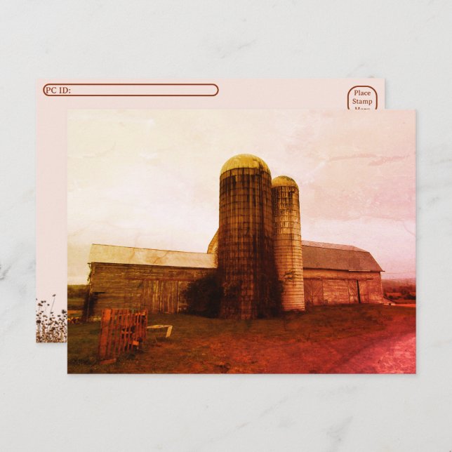 Post-Cross - Old Barn: Tarjeta postal de duelo de  (Anverso / Reverso)