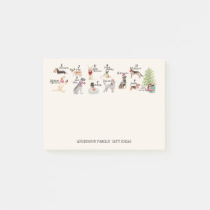 Post-it® 12 perros del navidad en notas de las bufandas de