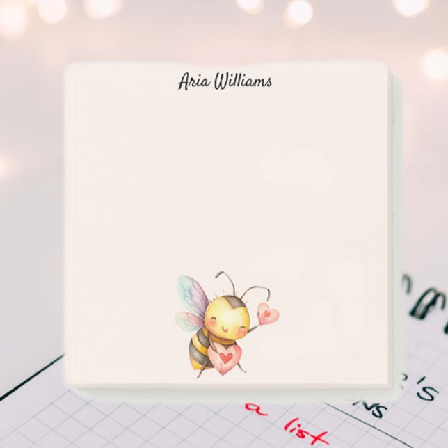 Post-it® Abeja Linda Con Notas De Corazón (Subido por el creador)