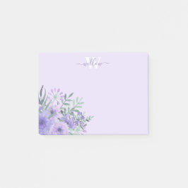 Post-it® Acuarela Morado Flor Monograma Post-It Notas