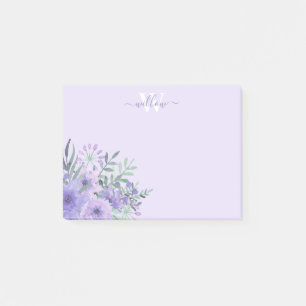 Post-it® Acuarela Morado Flor Monograma Post-It Notas
