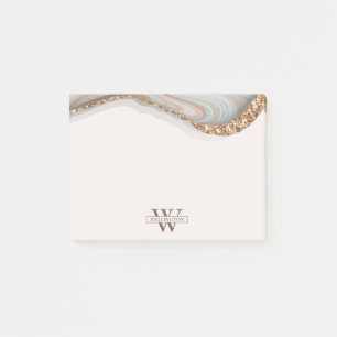 Post-it® Agate Stone Marble Monograma Nombre Post-it Notas