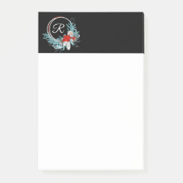 Post-it® Black Monogrammed Wreath Holiday Post Notas 4x6