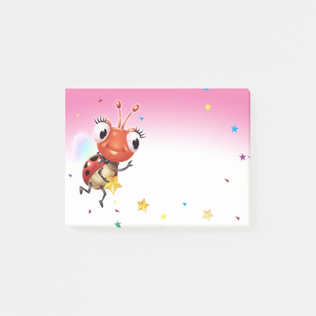Post-it® Bloqueo de notas de Lil Ladybug rosa Post-it (Anverso)