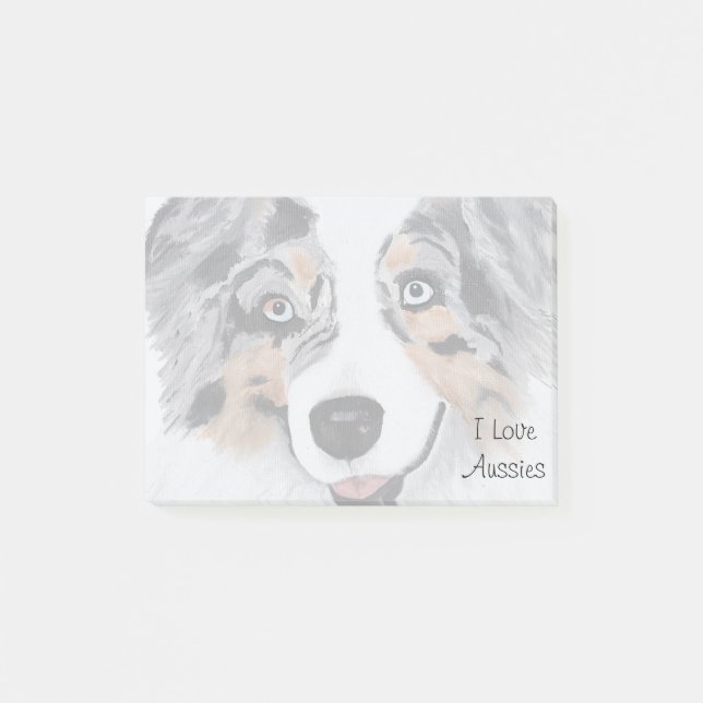 Post-it® Blue Merle Australian Shepherd 50 Notas pegajosas (Anverso)