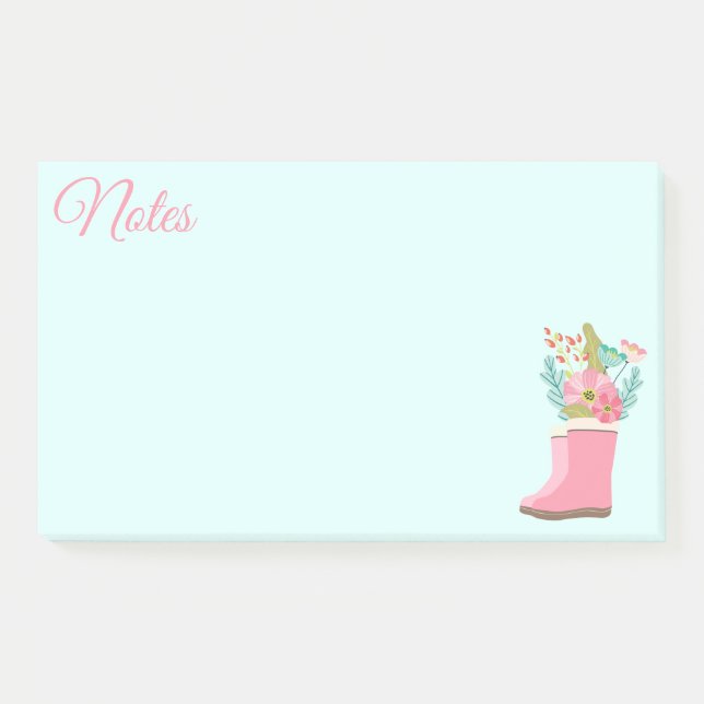 Post-it® Botas de lluvia y notas de flores (Anverso)