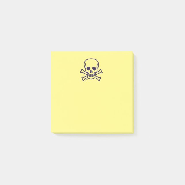 Post-it® Calavera en almohadillas de notas amarillas de hue (Anverso)
