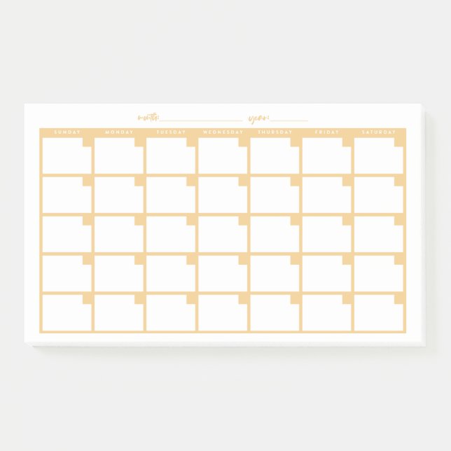 Post-it® Calendario de notas pegajosas sin fecha - Amarillo (Anverso)