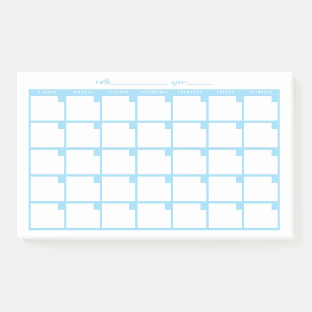Post-it® Calendario de notas pegajosas sin fecha - Azul cla (Anverso)