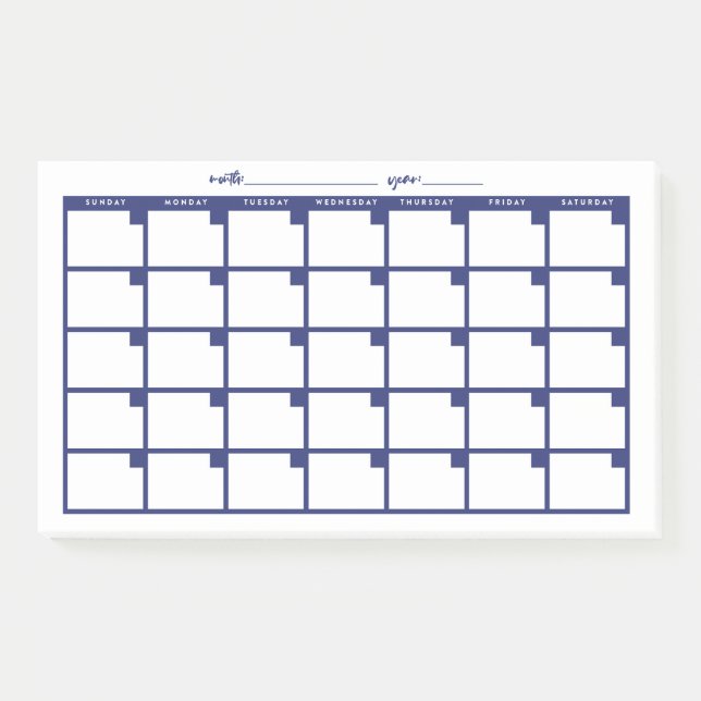 Post-it® Calendario de notas pegajosas sin fecha - Naval (Anverso)