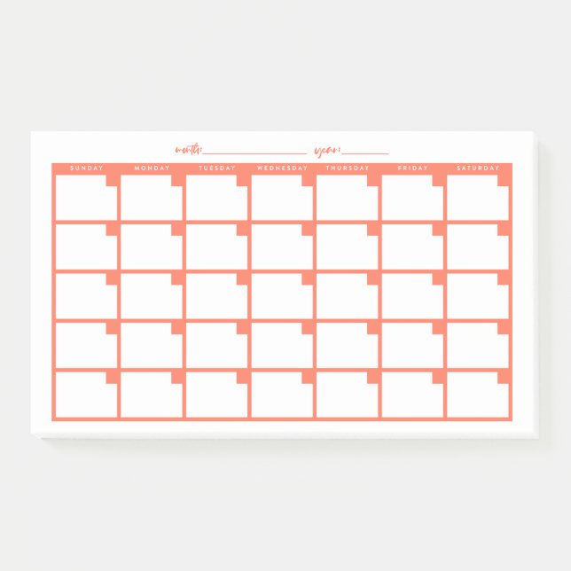 Post-it® Calendario de notas pegajosas sin fecha - Salmon (Anverso)