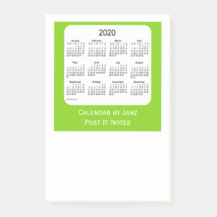 Post-it® Calendarios de notas verdes amarillos de 2020 de J