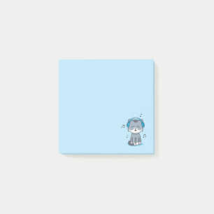 Post-it® Cat con audífonos Publicar notas / Azul