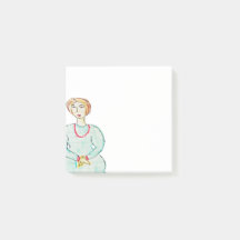 Chica del diario con las notas de post-it rojas