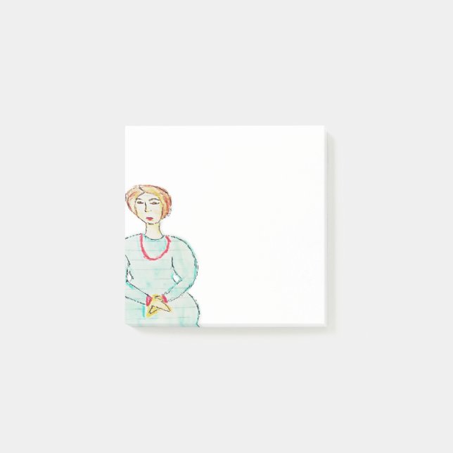 Post-it® Chica del diario con las notas de post-it rojas (Anverso)