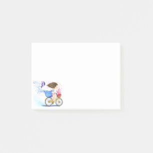 Post-it® Chica feliz con notas pegajosas para bicicletas