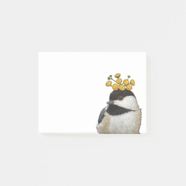 Post-it® chickadee con las notas de post-it del tansy (Anverso)