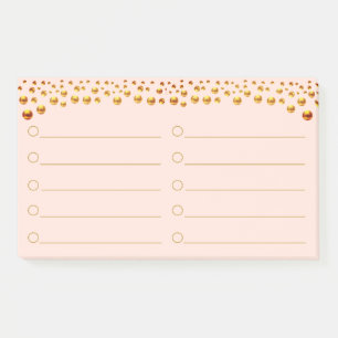 Post-it® Confeti dorado en notas adhesivas de color rosa co
