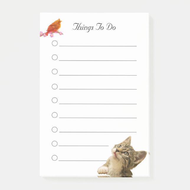 Post-it® Cosas de pájaros y gatos para hacer notas (Anverso)