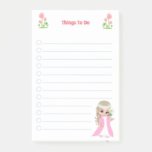 Post-it® Cosas que hacer notas de Hada Linda & Flores Rosas