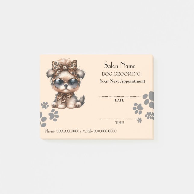 Post-it® Cronería de perros pequeños Nombramiento Notas Pos (Anverso)