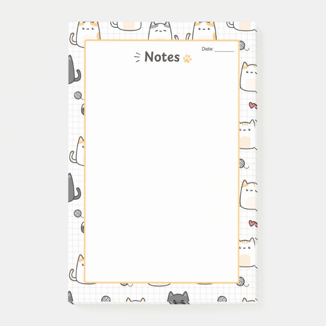 Post-it® Cuaderno De Notas De Gato Kawaii Lindo (Anverso)