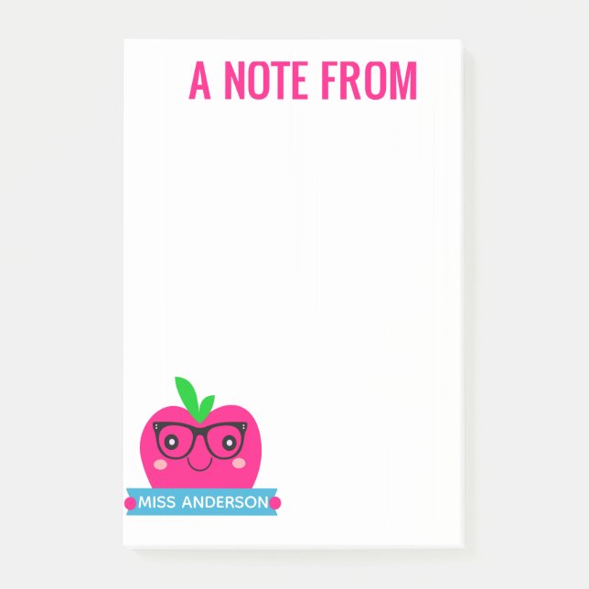 Post-it® Cute Apple Post publicó notas para profesores (Anverso)