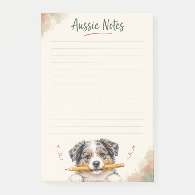 Post-it® Cute Australian Shepherd Aussie Notas (Anverso)