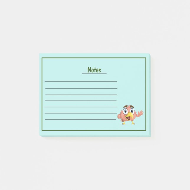 Post-it® Cute Bird con notas posteriores a líneas (Anverso)