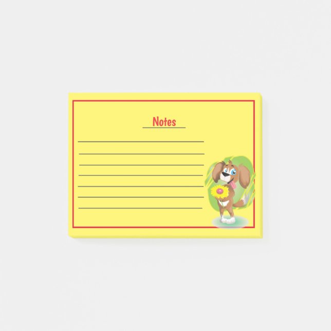 Post-it® Cute Dog con notas posteriores a líneas (Anverso)