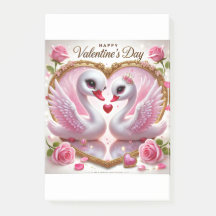 Cute notas adhesivas de cisne rosa de San Valentín