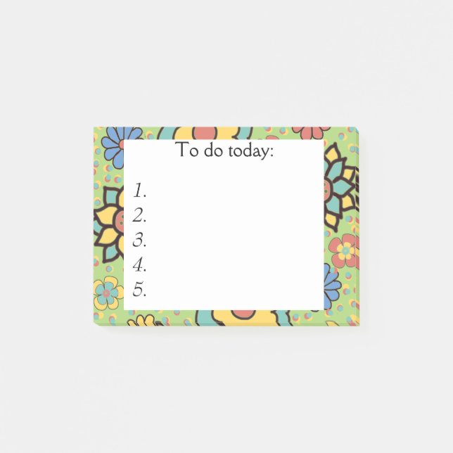 Post-it® Cute Verde, Amarillo, Azul Notas Adhesivas Florale (Anverso)