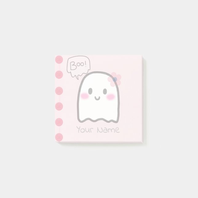Post-it® Cuto nombre fantasma acuarela Notas rosadas (Anverso)